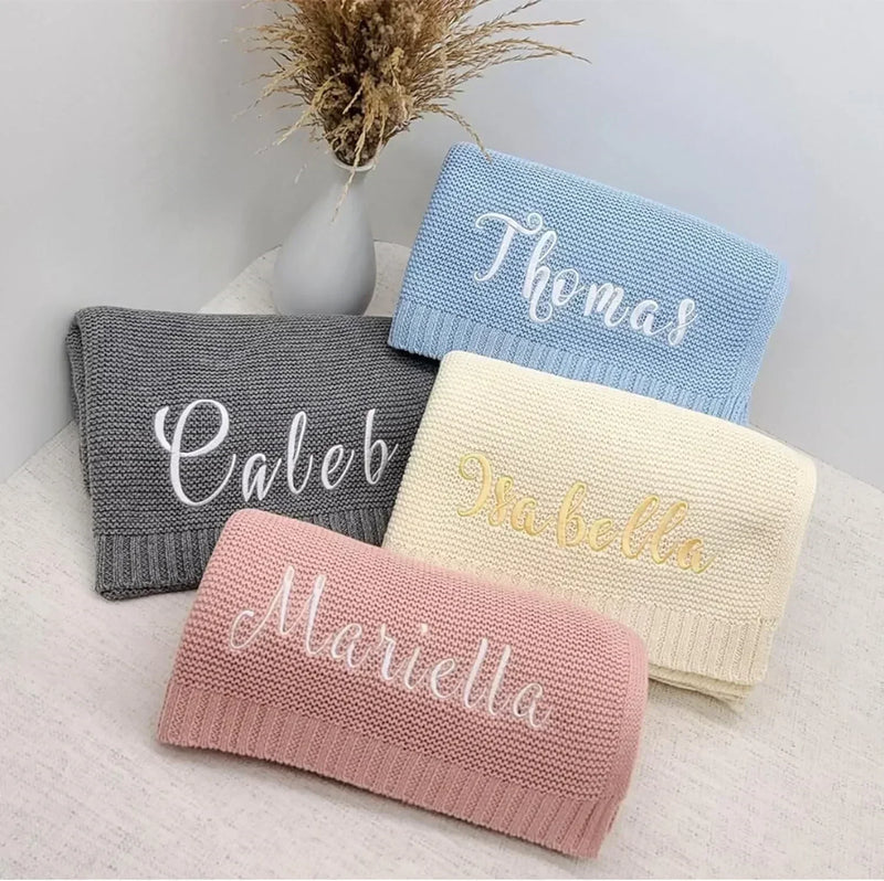 Personalized Soft Knitted Baby Blanket