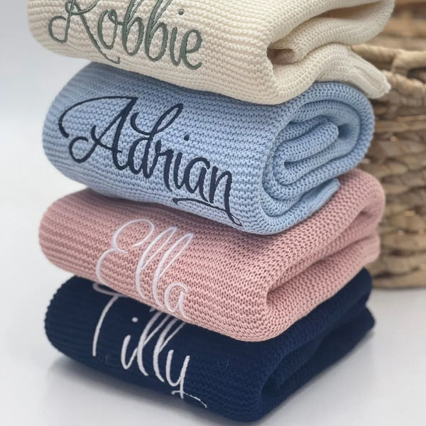 Personalized Soft Knitted Baby Blanket